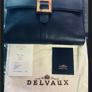 Delvaux Promesse Black Noir Jumping Leather Clutch